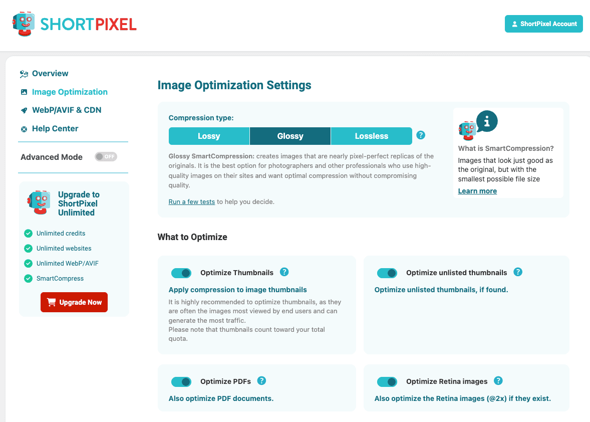 WordPress Image Optimization Settings - 1