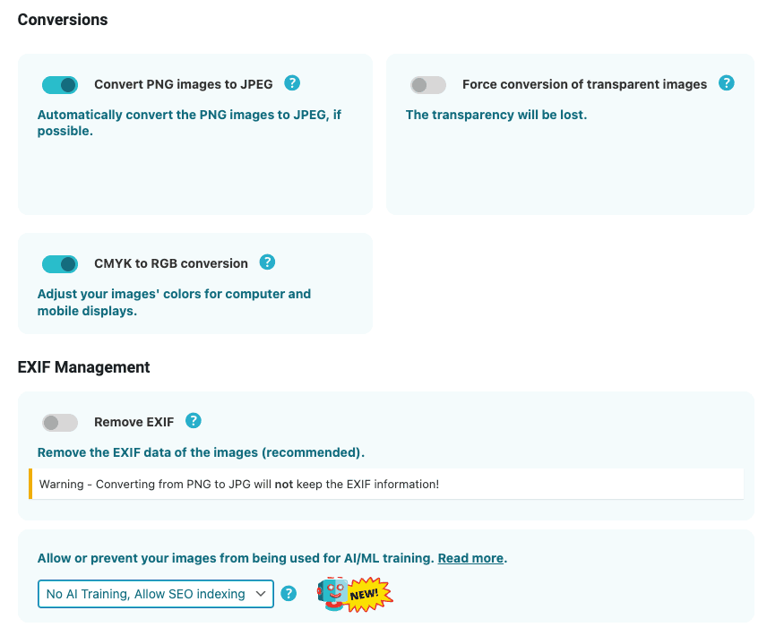 WordPress Image Optimization Settings - 2