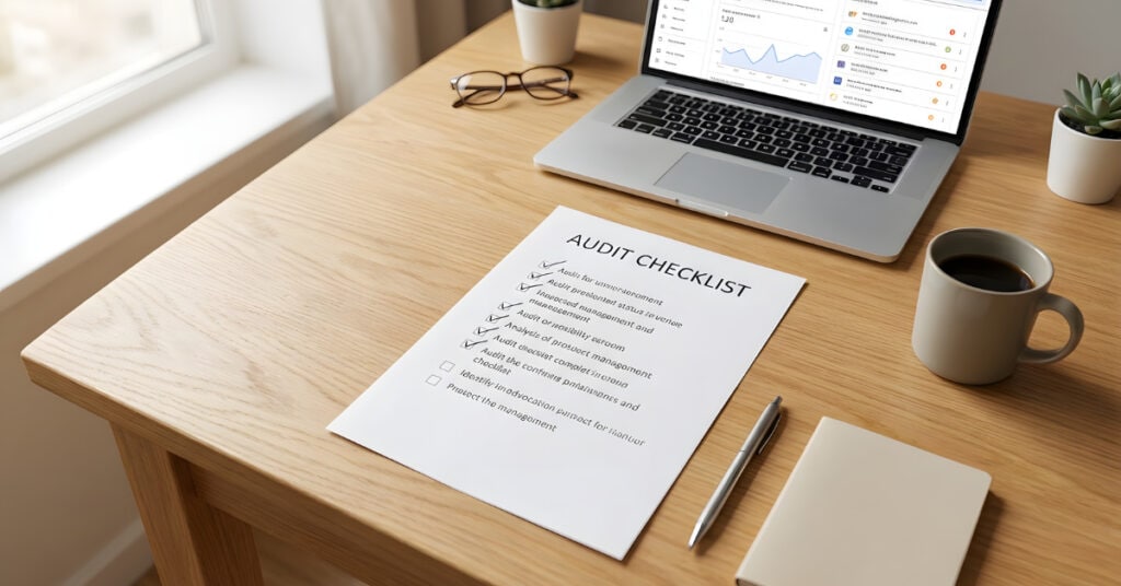 A local business owner completing a digital marketing for small businesses audit checklist